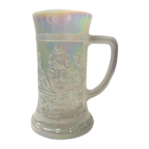 Federal Glass Other - Vintage Federal Glass Moonglow Iridescent Milk Glass Beer Stein Embossed Tavern